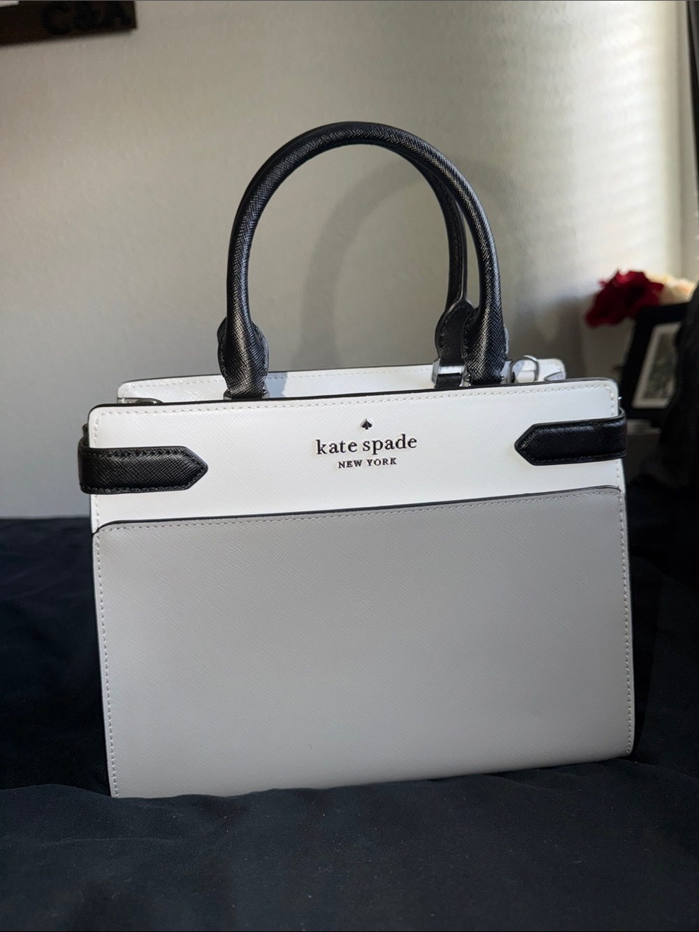 kate spade Black and White Leather Crossbody Satchel